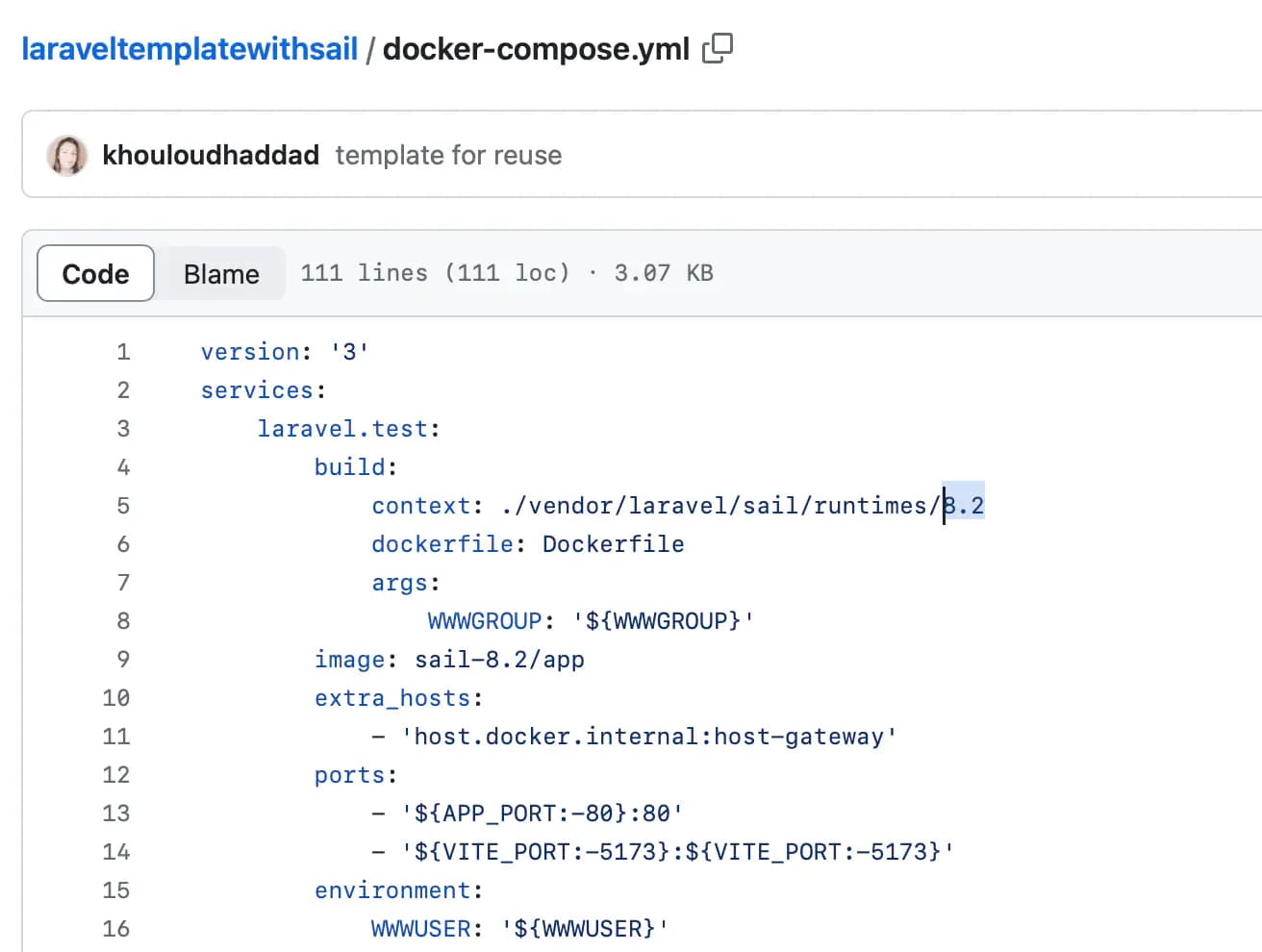 Docker Compose Definition for Laravel Sail